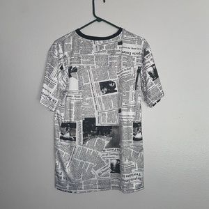 All over print news paper t-shirt